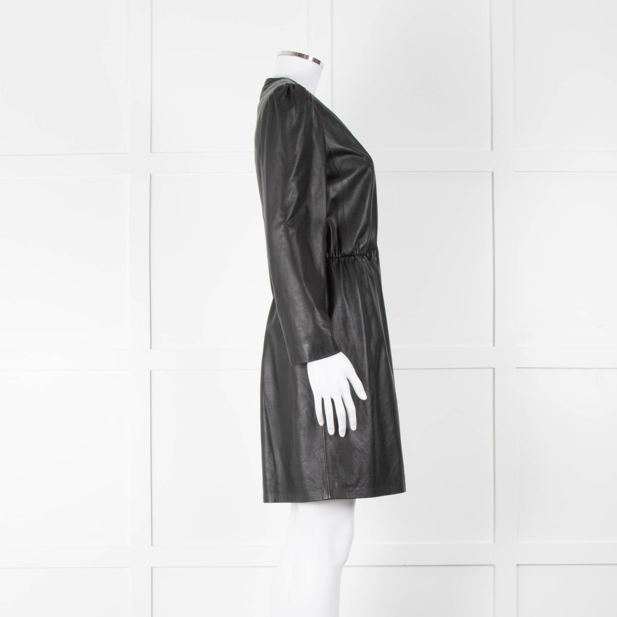 Emporio Armani Black Leather Long Sleeve Dress
