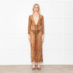 Rat & Boa Leopard Button Front Sheer Dress