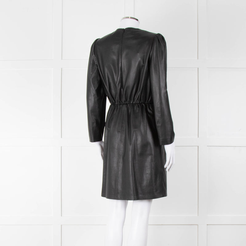 Emporio Armani Black Leather Long Sleeve Dress