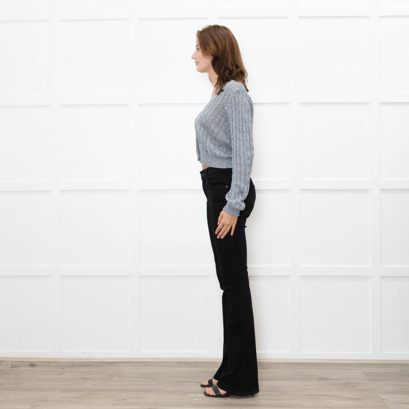 Brunello Cucinelli Blue Sequin Cable Knit Jumper
