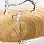 Prada  Raffia Tote with White Leather Handles