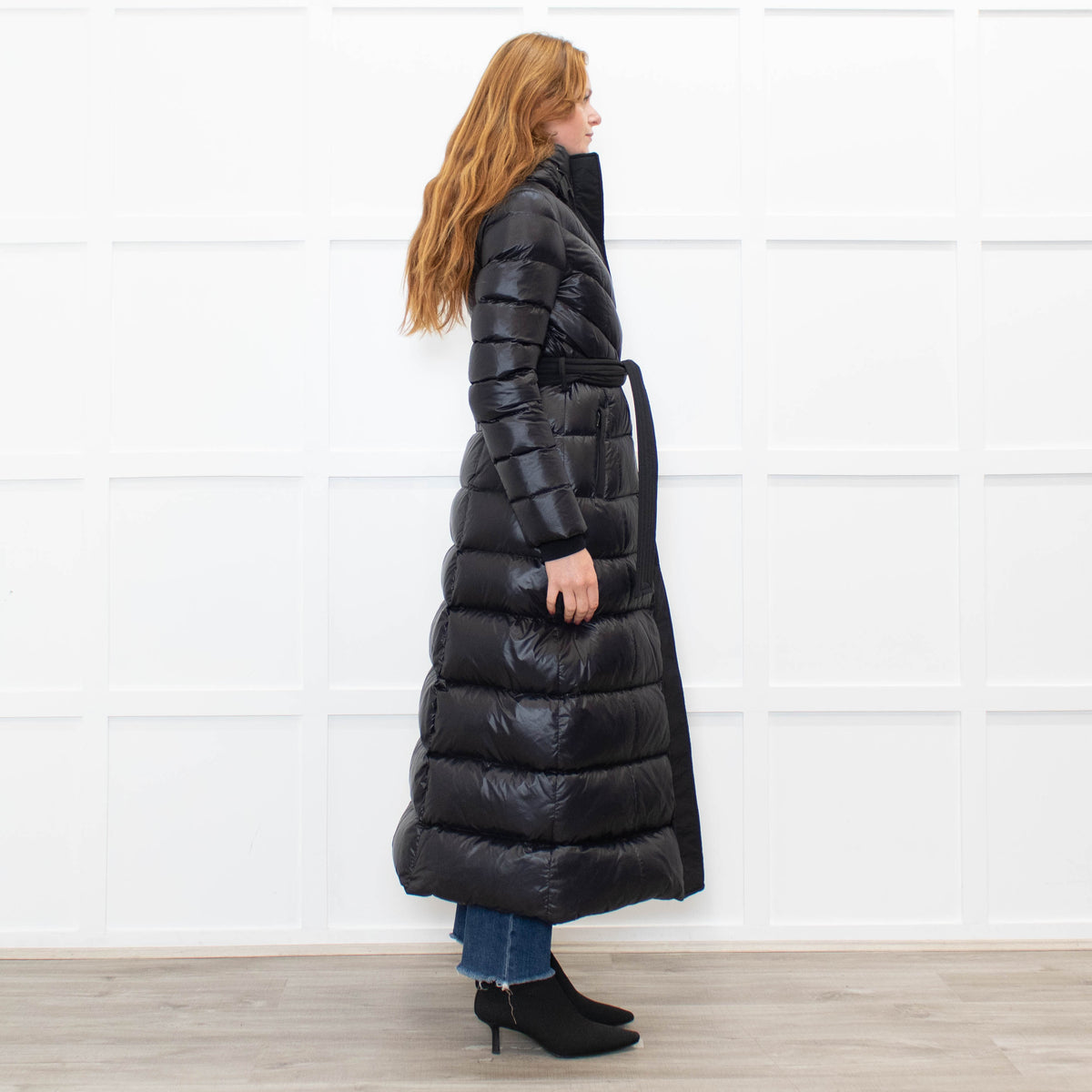 Mackage Black Quilted Belted Long Coat