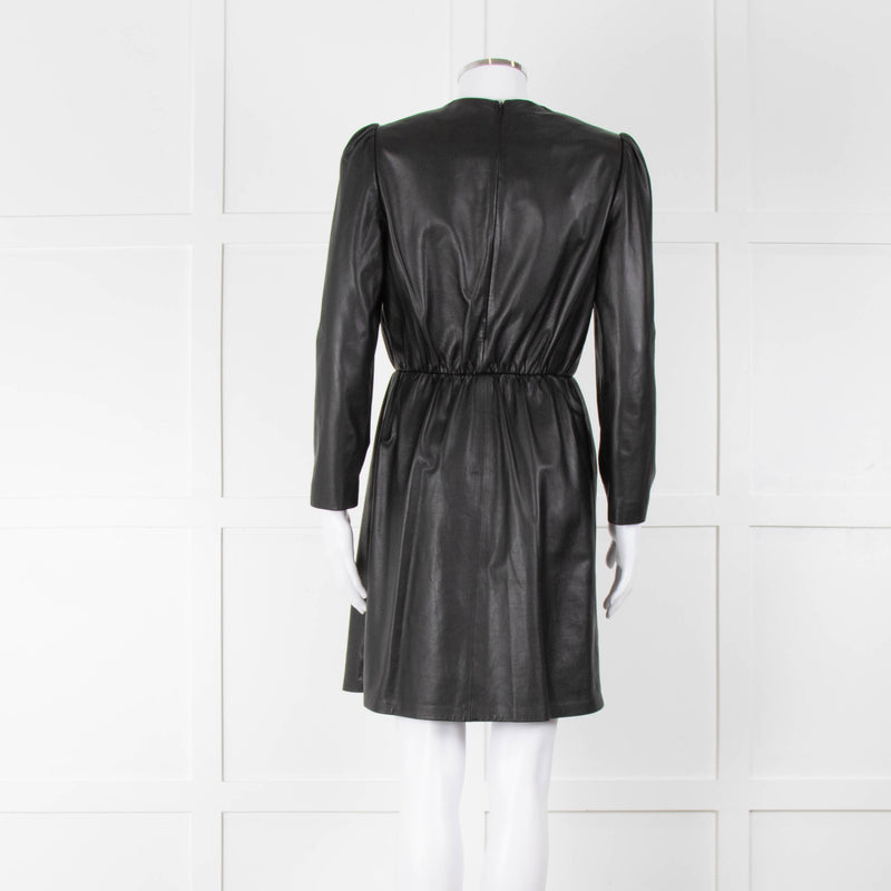 Emporio Armani Black Leather Long Sleeve Dress