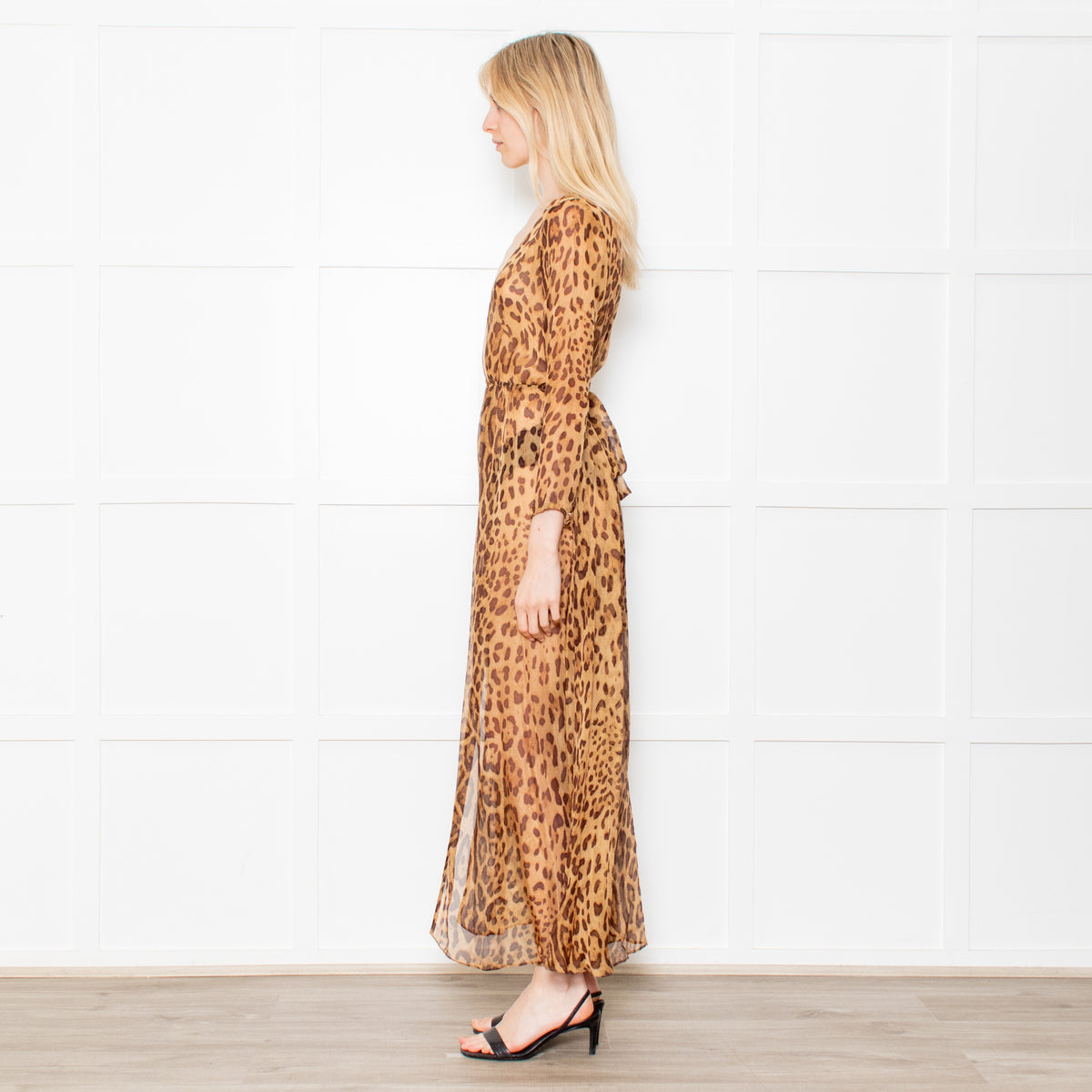 Rat & Boa Leopard Button Front Sheer Dress