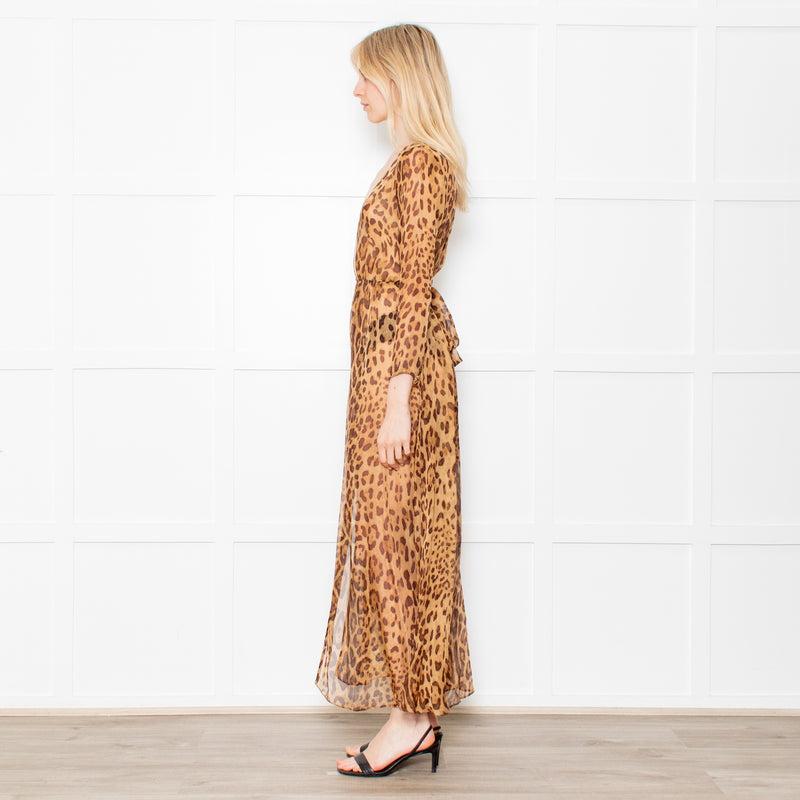 Rat & Boa Leopard Button Front Sheer Dress