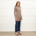 Brunello Cucinelli Brown Cashmere Long Zip Front Cardigan With Belt