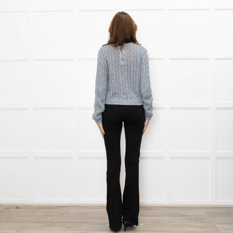 Brunello Cucinelli Blue Sequin Cable Knit Jumper