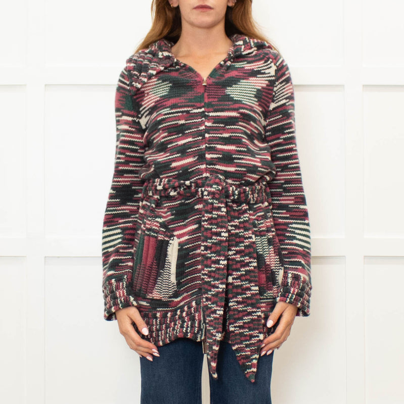 Missoni Pink and Green Cashmere Zip Up Cardigan