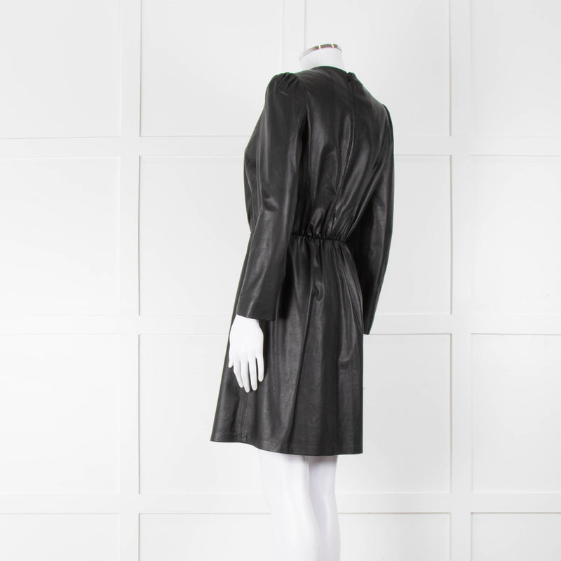 Emporio Armani Black Leather Long Sleeve Dress