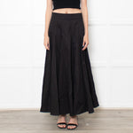 Me + Em Black Heavy Cotton Sateen Maxi Skirt