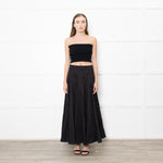 Me + Em Black Heavy Cotton Sateen Maxi Skirt