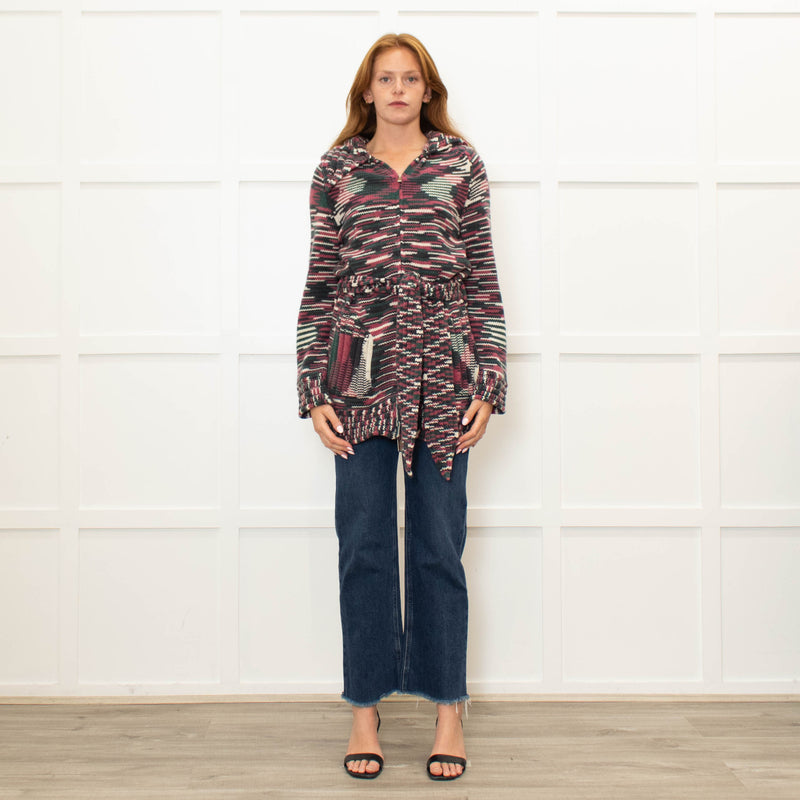 Missoni Pink and Green Cashmere Zip Up Cardigan
