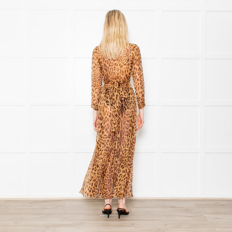 Rat & Boa Leopard Button Front Sheer Dress