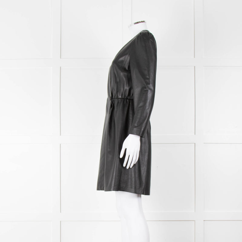 Emporio Armani Black Leather Long Sleeve Dress