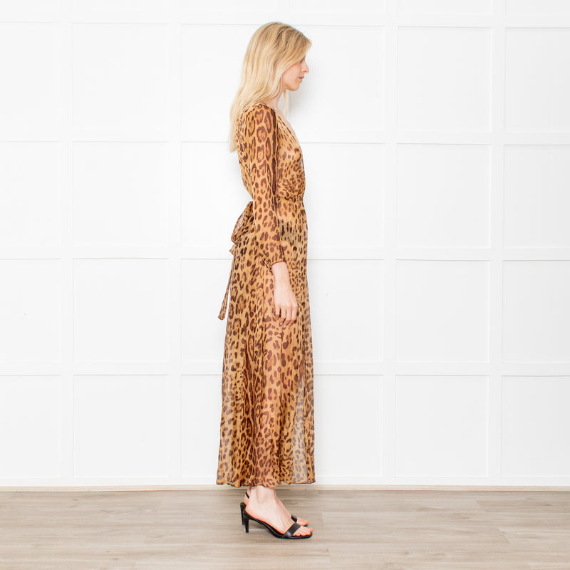 Rat & Boa Leopard Button Front Sheer Dress