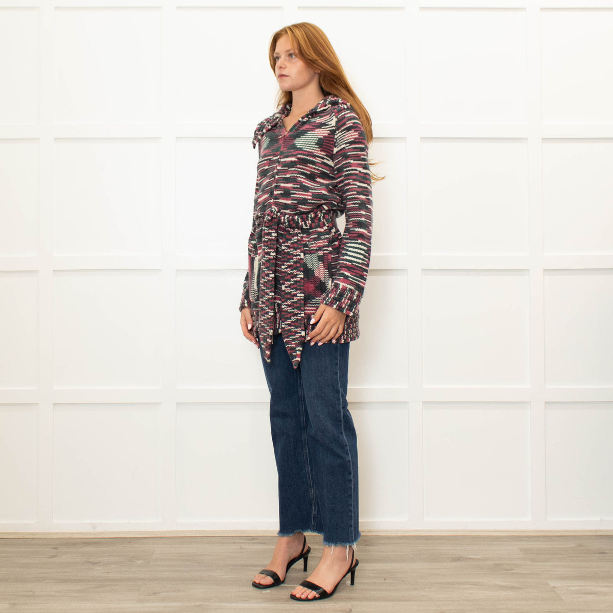 Missoni Pink and Green Cashmere Zip Up Cardigan