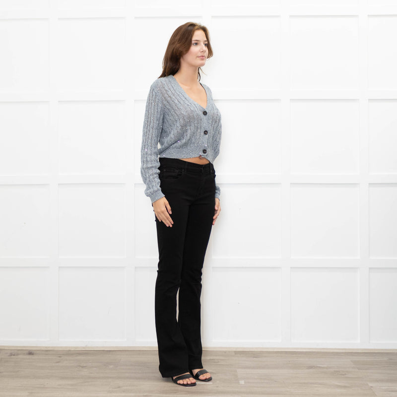 Brunello Cucinelli Blue Sequin Cable Knit Jumper