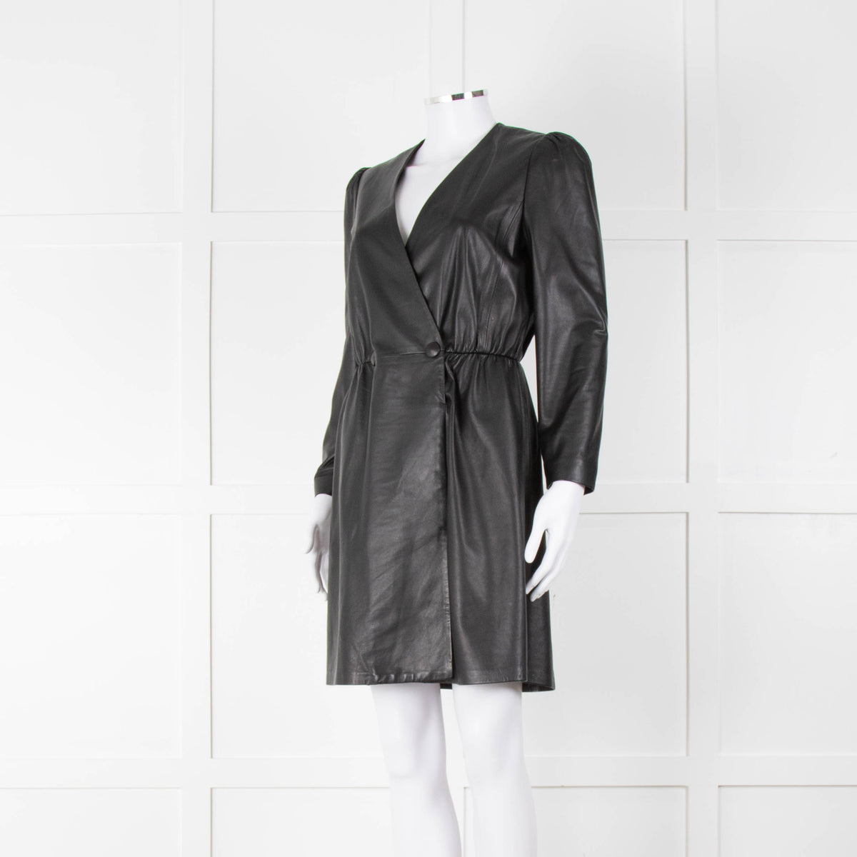 Emporio Armani Black Leather Long Sleeve Dress