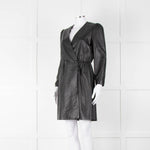 Emporio Armani Black Leather Long Sleeve Dress