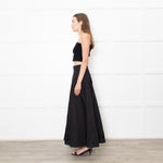 Me + Em Black Heavy Cotton Sateen Maxi Skirt