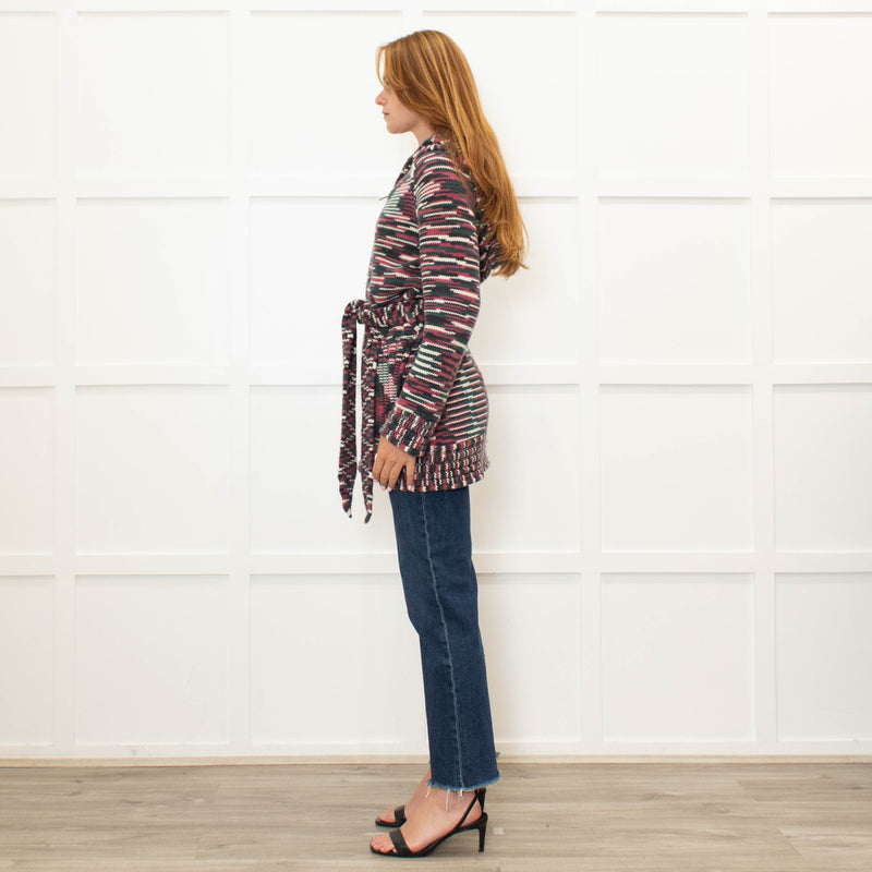 Missoni Pink and Green Cashmere Zip Up Cardigan