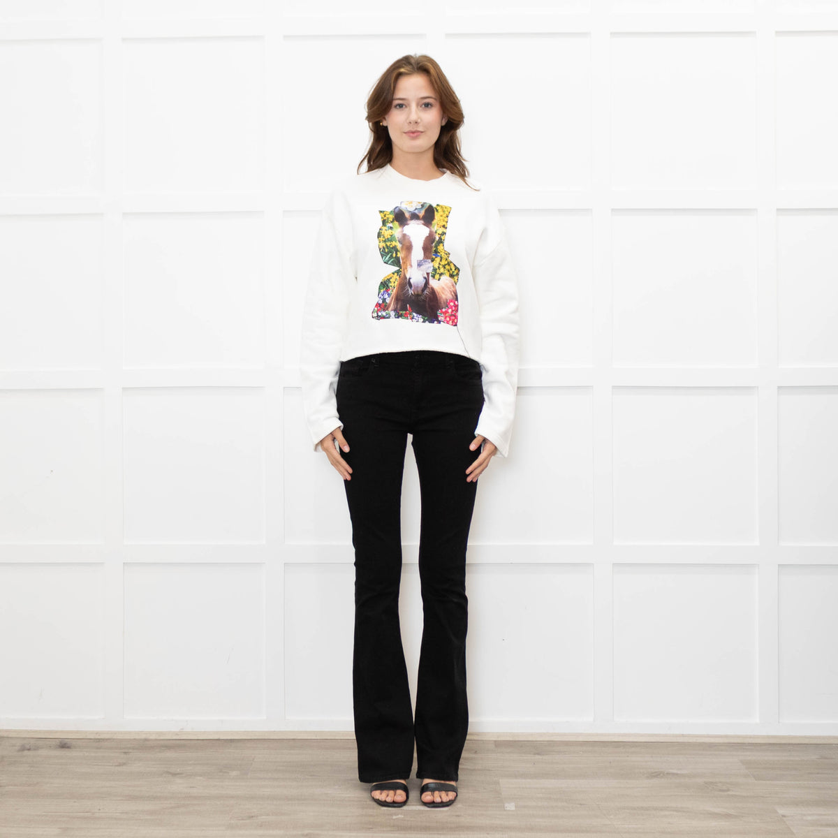 Acne Studios Cream Digital Print Crop Sweatshirt