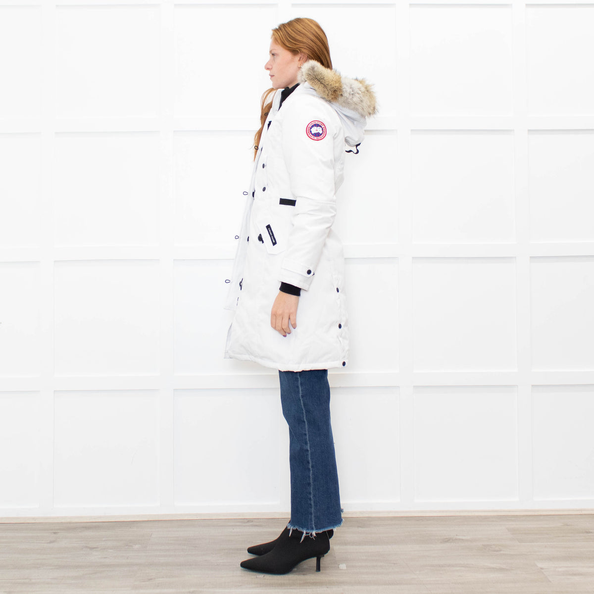 Canada Goose White Fur Hood Puffer Coat