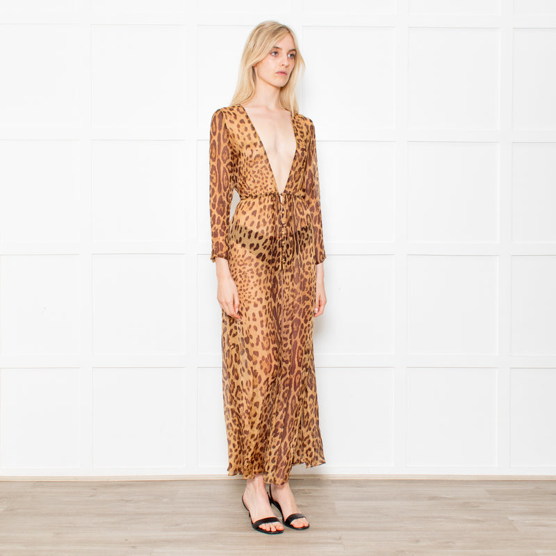 Rat & Boa Leopard Button Front Sheer Dress