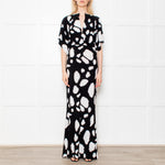 Norma Kamali Black and White Dotted Stretch Maxi Dress
