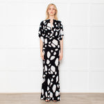 Norma Kamali Black and White Dotted Stretch Maxi Dress