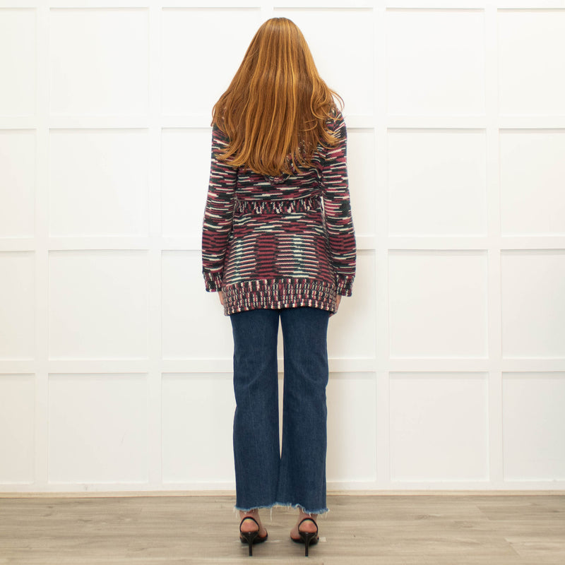 Missoni Pink and Green Cashmere Zip Up Cardigan