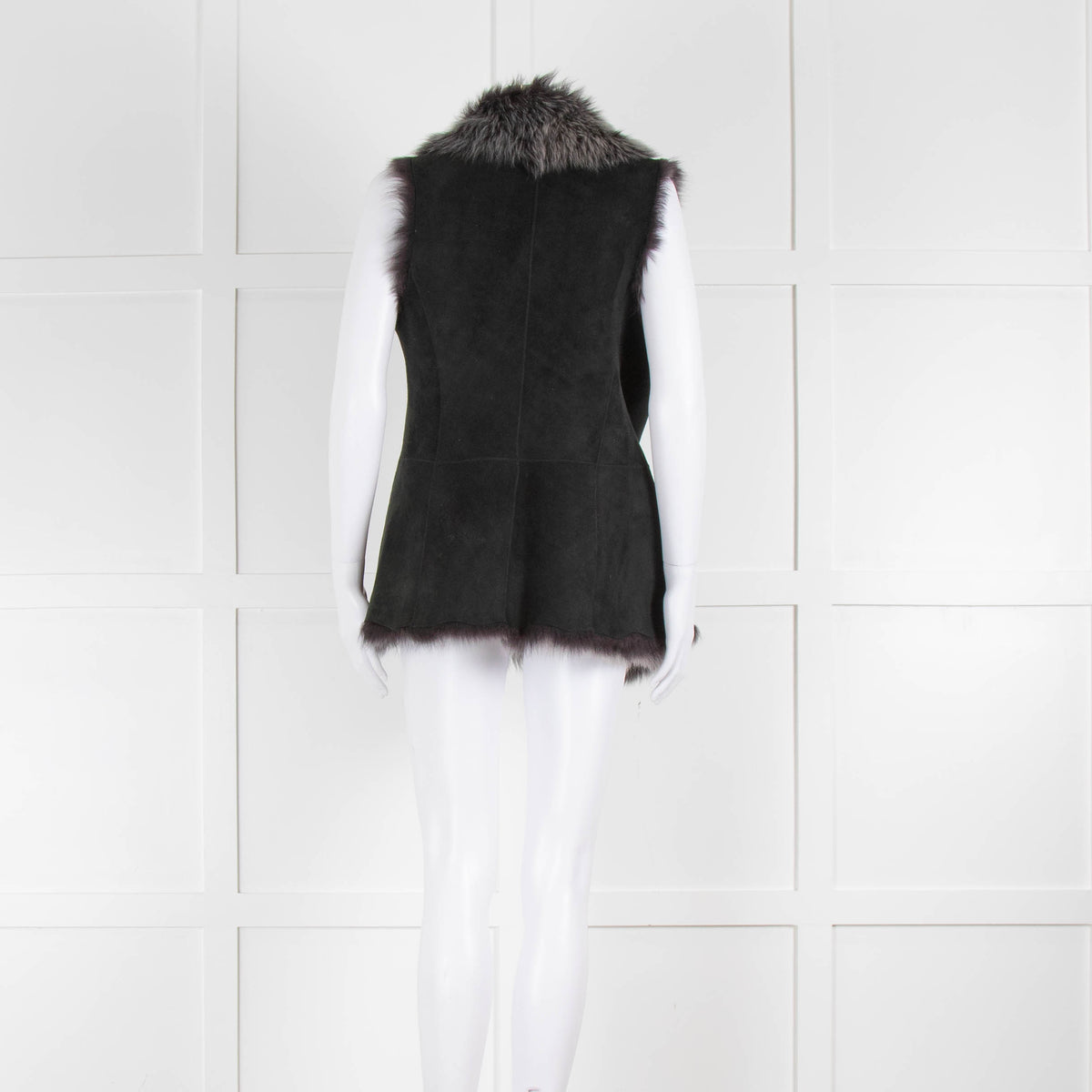 Black And Grey Reversible Shearling Waistcoat NO BRAND