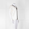 Chanel White Silk Short Sleeve Blouse With Black Edging