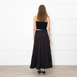 Me + Em Black Heavy Cotton Sateen Maxi Skirt