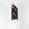 Joie Black Silk Blouse with Pink Flowers
