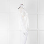 Chanel White Silk Short Sleeve Blouse With Black Edging