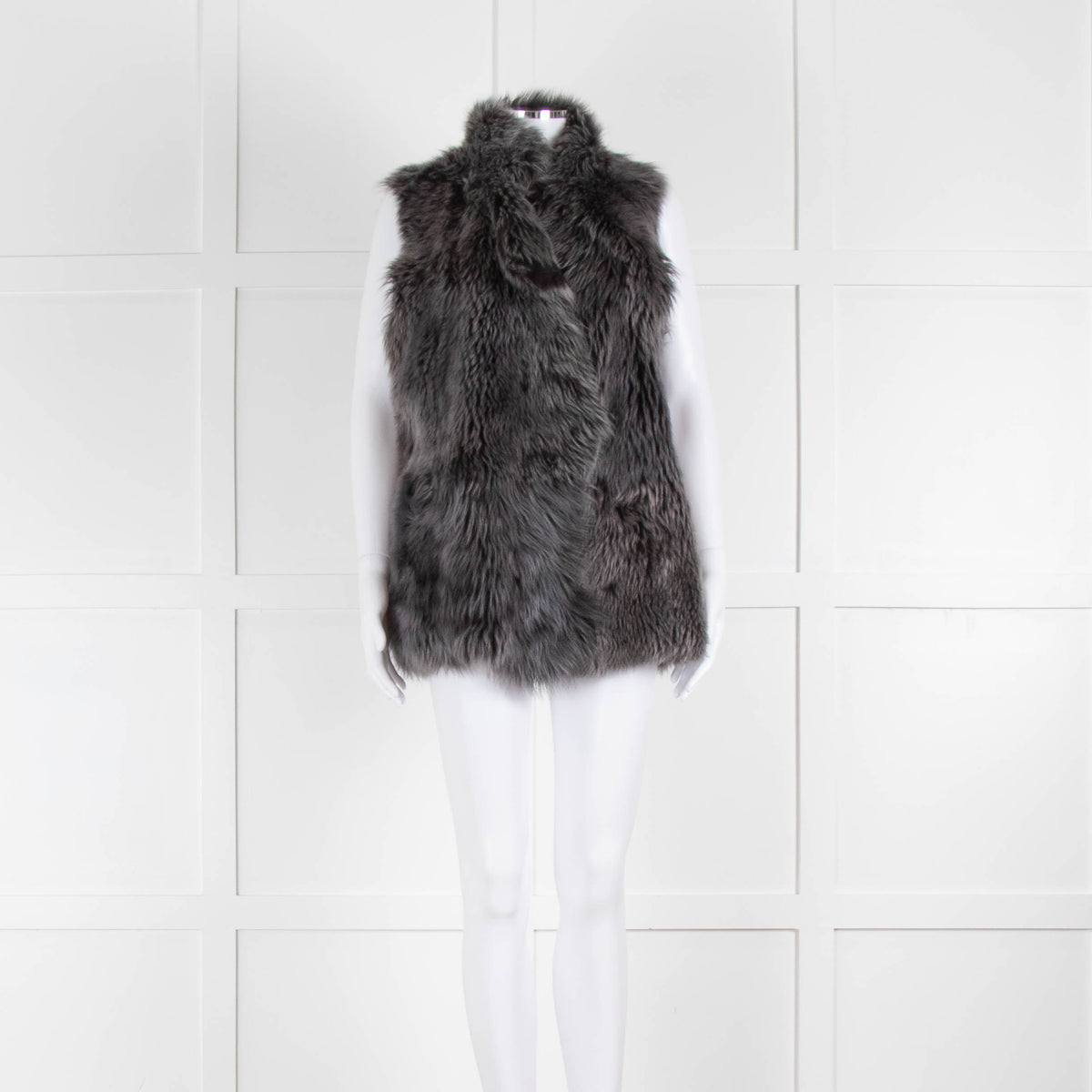 Black And Grey Reversible Shearling Waistcoat NO BRAND