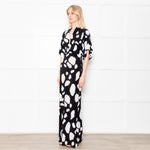 Norma Kamali Black and White Dotted Stretch Maxi Dress