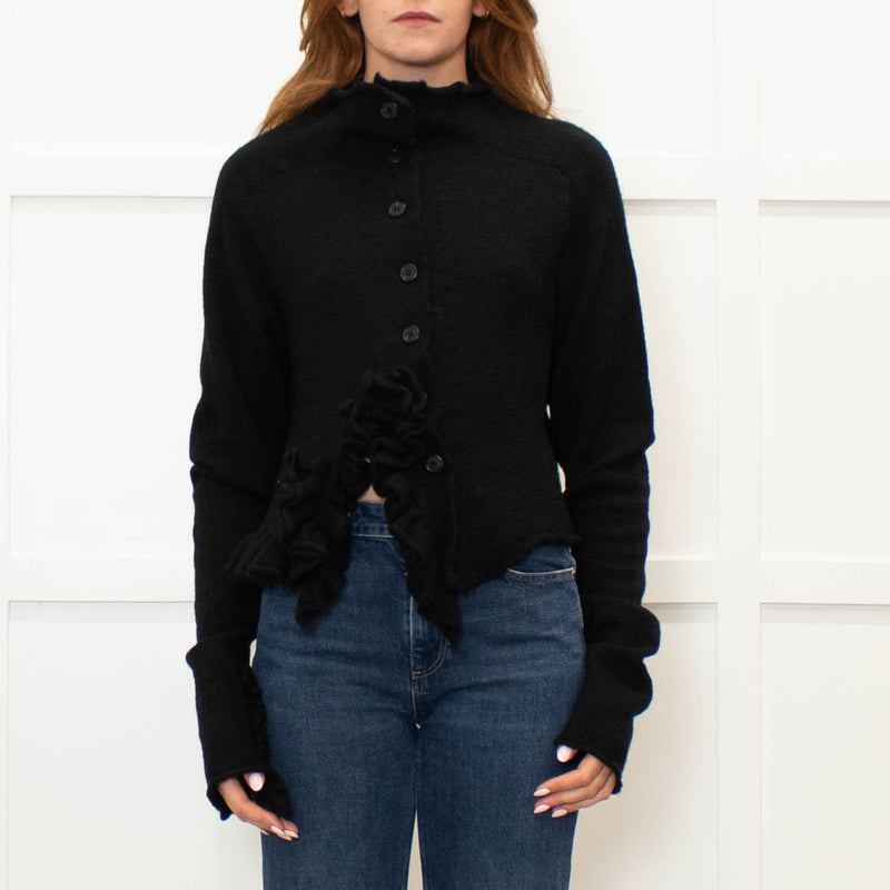 Runholz Black Knitted Frill Edge Cardigan