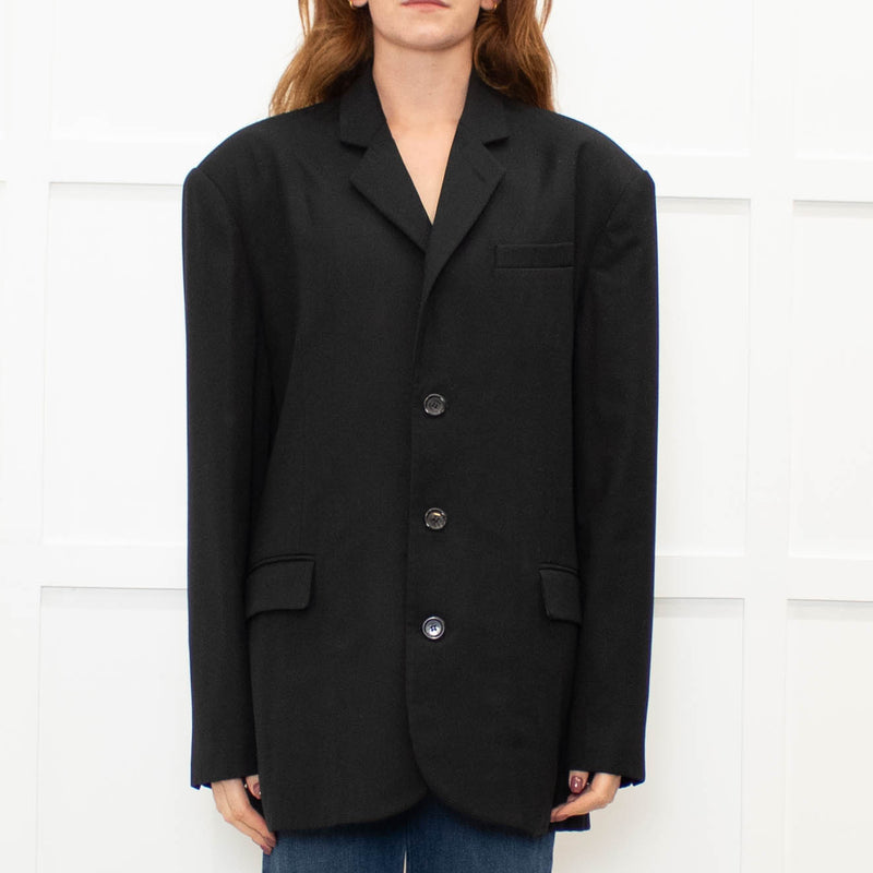 The Frankie Shop Black Oversized Single-Breasted Blazer Jacket