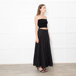 Me + Em Black Heavy Cotton Sateen Maxi Skirt