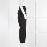 Nili Lotan Black Wool Crepe Tie Waist Drop Crotch Trousers