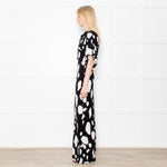 Norma Kamali Black and White Dotted Stretch Maxi Dress