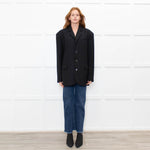 The Frankie Shop Black Oversized Single-Breasted Blazer Jacket