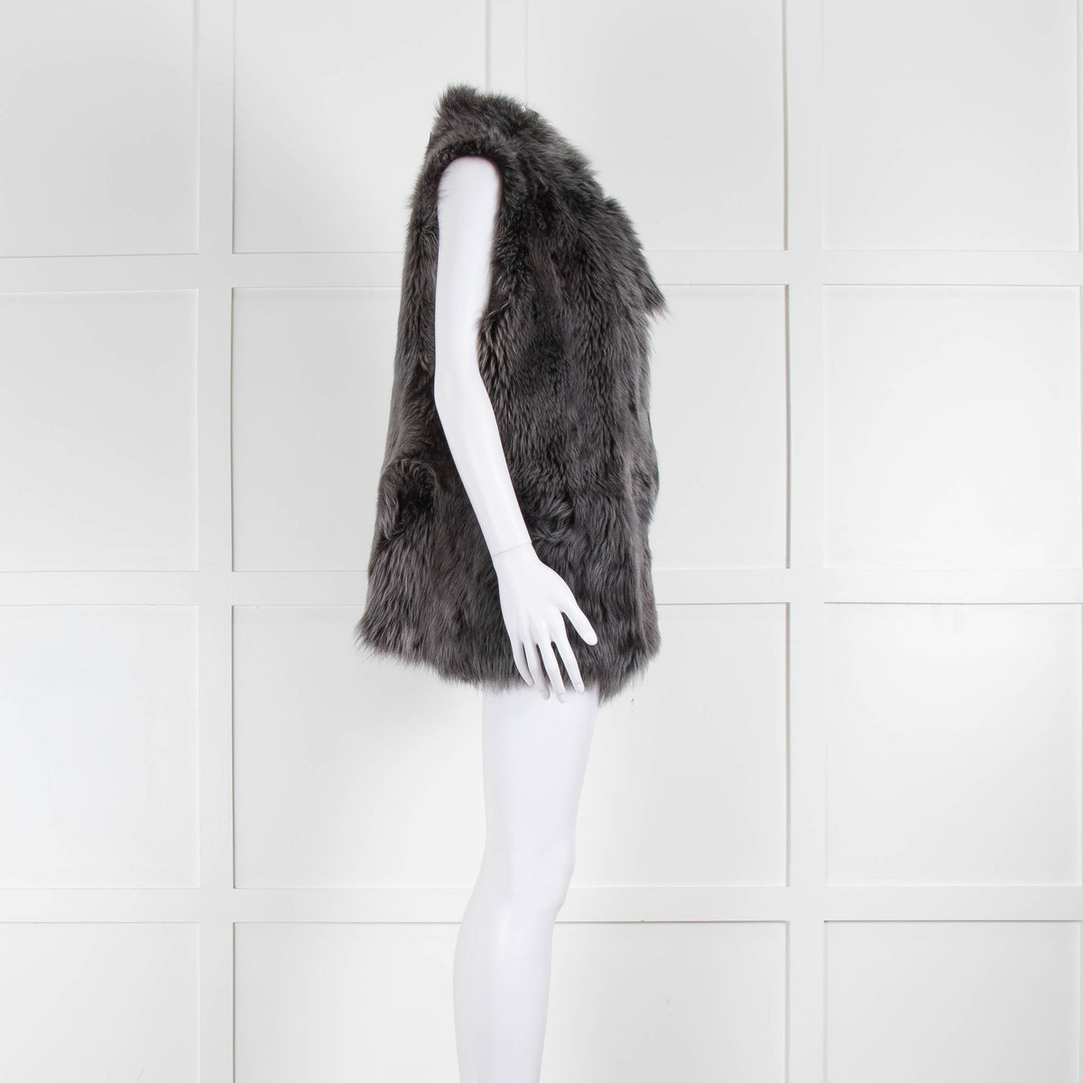 Black And Grey Reversible Shearling Waistcoat NO BRAND