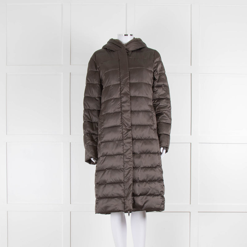 Rino & Pelle Grey Puffer Coat with Faux Fur Collar