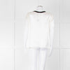 Chanel White Silk Short Sleeve Blouse With Black Edging