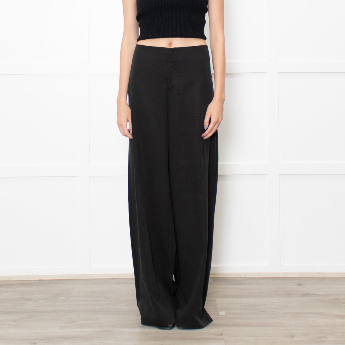 Reformation Black Wide Leg Trousers