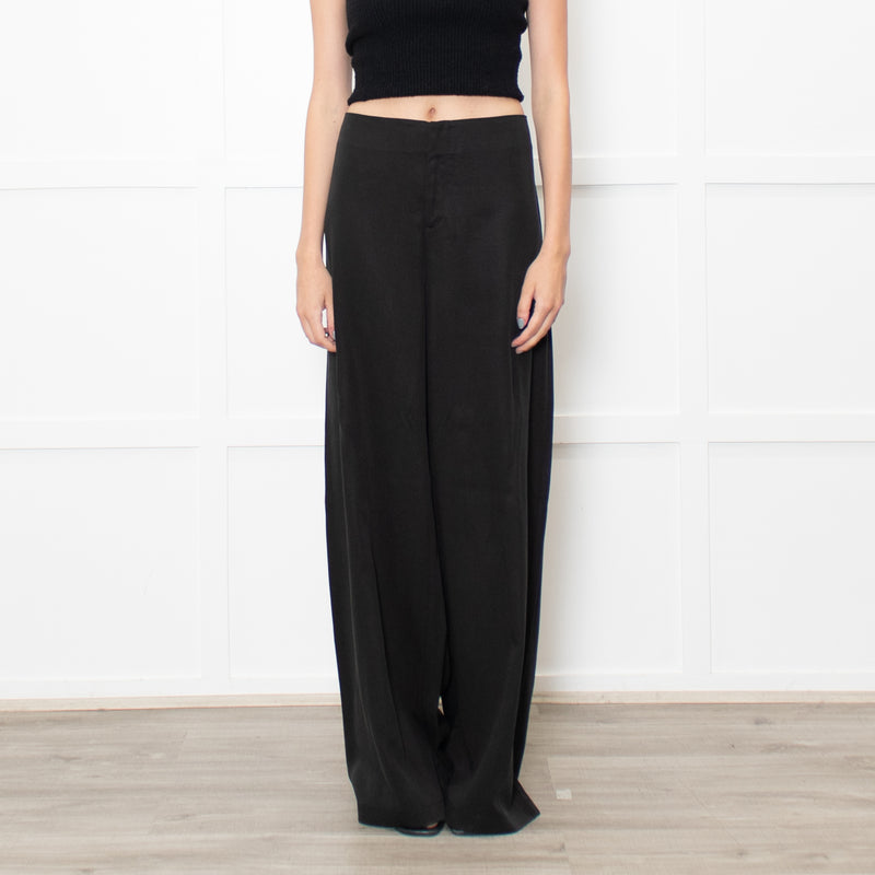 Reformation Black Wide Leg Trousers