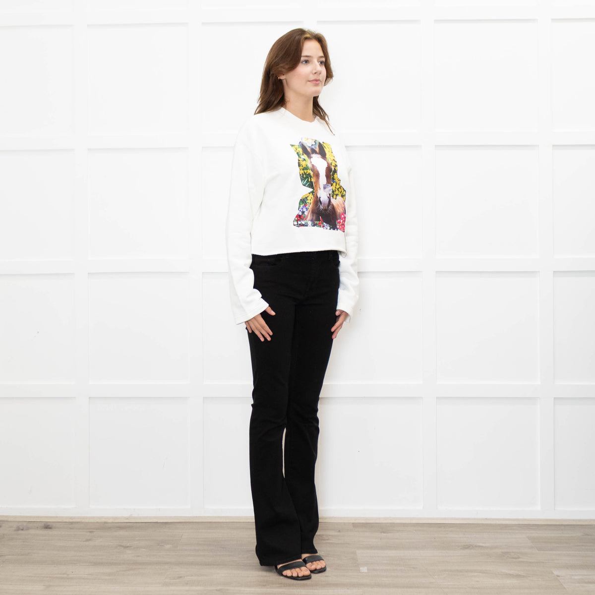 Acne Studios Cream Digital Print Crop Sweatshirt